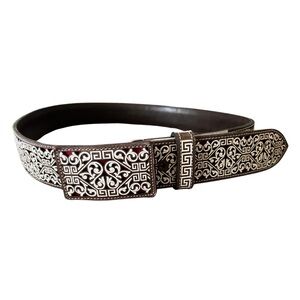Scroll Design Genuine Leather Belt / Cinto Vaquero